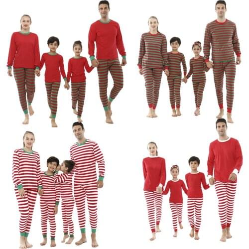 100 Cotton Striped Winter Full Sleeve Family Christmas Pajamas Sets Children Sleepwear Kids Pyjamas Teen Homewear Family Look