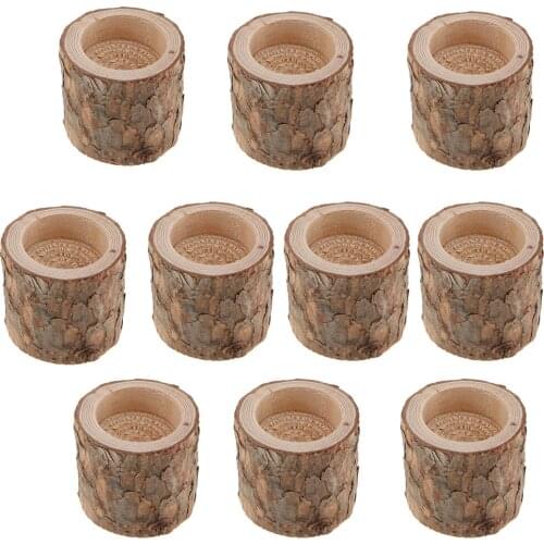 10x Wooden Tea Light Candle Holder Candlestick For Home Bar Wedding Decoration 5x5cm