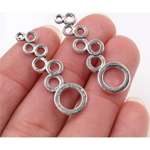 37x11mm 20pcs/lot Antique Sliver Plated Ring Connector Handmade Charms Pendant:DIY for bracelet necklace-R6-02