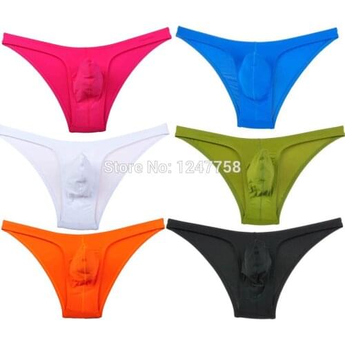 6Pcs/Lot New Mens Bikini Briefs Underwear Pouch Thong Brief Mini Trunk Pants