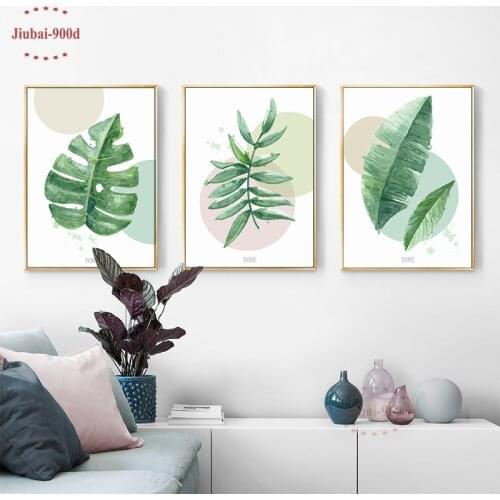 900D Green Plant Nordic Poster Wall Art Canvas Poster Print Monstera Painting Wall Decor Picture for Living Room Canvas Painting