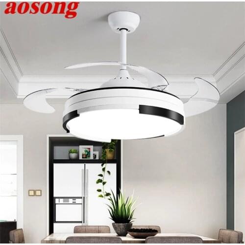 AOSONG Ceiling Fan With Lights Remote Control 3 Colors LED Modern Decorative For Home Living Room Dining Room Bedroom Restaurant