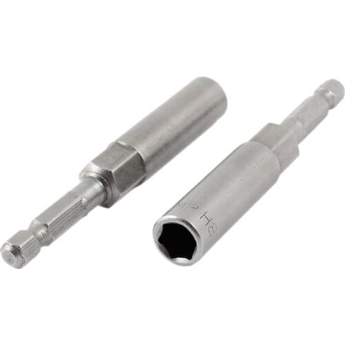 UXCELL Hot Sale 2 Pcs Metal 80mm Long 1/4" Shank 8mm Hex Socket Nut Driver Setter Bit