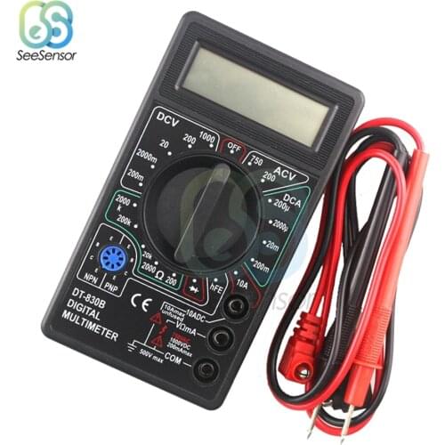 DT830B LCD Digital Multimeter For Volt Amp Ohm Tester Meter Handheld Voltmeter Ammeter Overload Protection With Test Leads