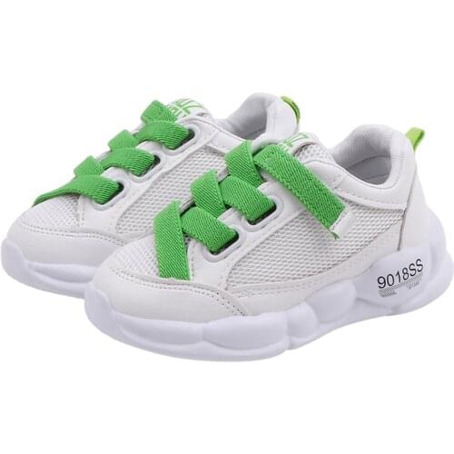 Spring Autumn New Childrens Sports Shoes Korean Boys' Sneakers Big Virgin shoelaces kids fashion off white shoes with light