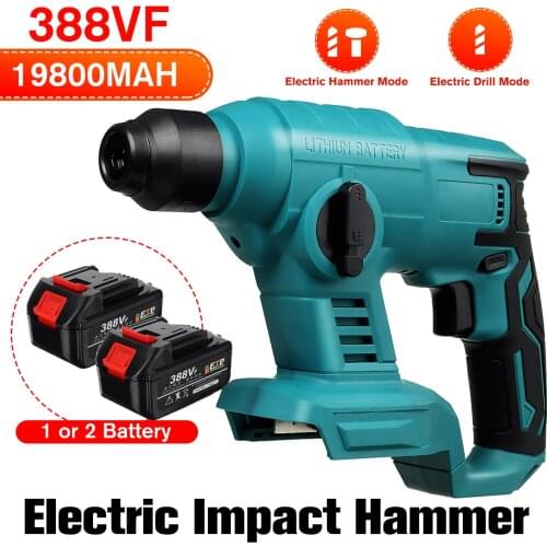388vf Electric Rotary Hammer Cordless Rechargeable Multifunction Hammer Impact Drill DIY Power Tools for Makita 18V Battery