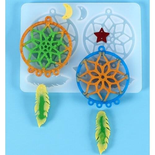 Q39C Dream Catcher Resin Mold Dream Catcher Resin Keychain Mold Resin Cast Mold is Easy to Disassemble Diy Jewelry Pendant