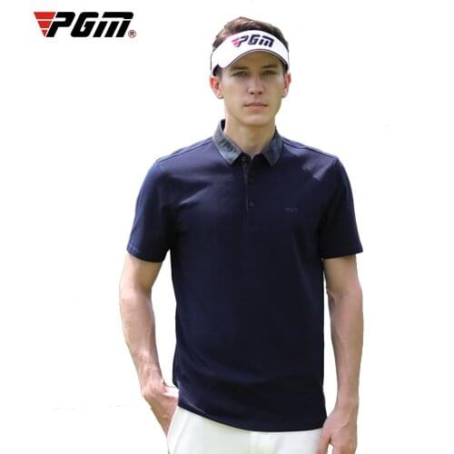 PGM 2020 golf apparel mens short sleeve t-shirt casual cotton breathable Quick Dry blue Golf shirt mens clothing tops