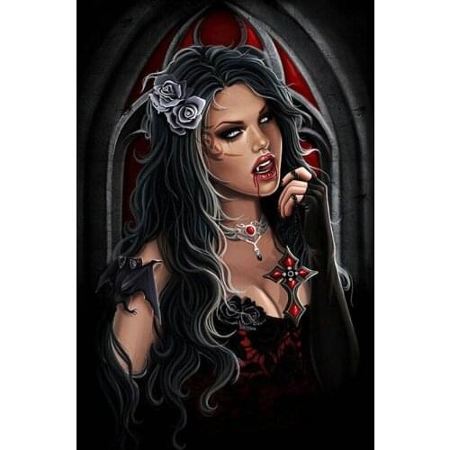 JMINE Div 5D Vampire Girl Full Diamond Painting cross stitch kits art High Quality Portrait 3D paint by diamonds