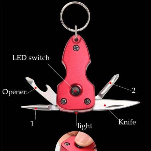 Stainless Steel Multi-function Pocket Knife Multi-function Tool Portable Folding Four-open Pocket Knife Keychain Customization