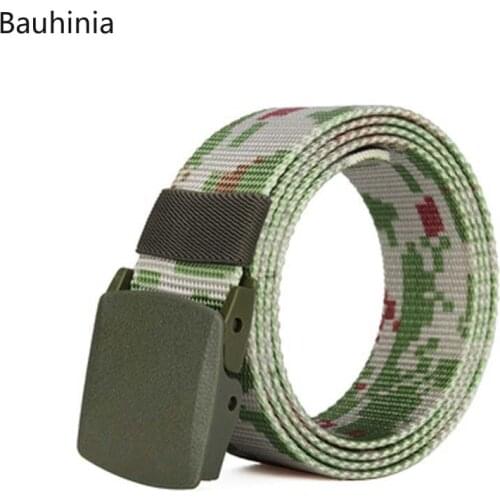 Mens Outdoor Non-magnetic 4.8*4.5CM Plastic Buckle Solid Color Belt Casual All-match Breathable Classic Camouflage Belt