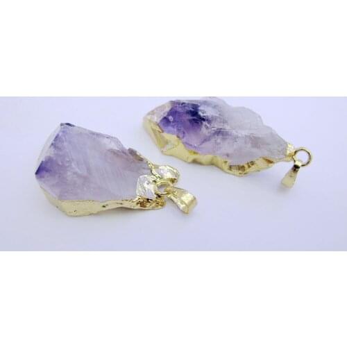 Natural Amethys t Quartz Rough Half Point Gem stone Drusy Pendant Jewelry Necklace Pendant 5pcs/lot