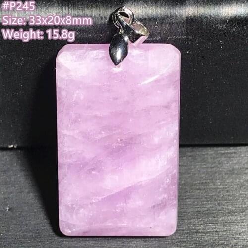 Top Natural Purple Kunzite Stone Pendant Jewelry For Women Man Crystal 32x24x9mm Beads Healing Love Gift Silver Gemstone AAAAA
