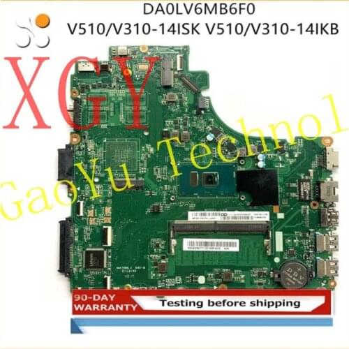 Original FOR for Lenovo V310-14IKB V510-14IKB V310-14ISK Laptop motherboard With I3-6100U CPU RAM 4G DA0LV6MB6F 100% Tested