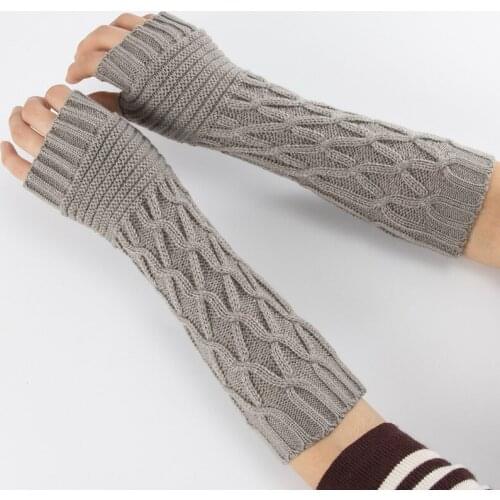 New Women Winter Knitted Gloves Semi-Long Autumn Half Fingered Gloves Hand Warmer Girls Elbow Gloves Mitten Arm Sleeves Gloves