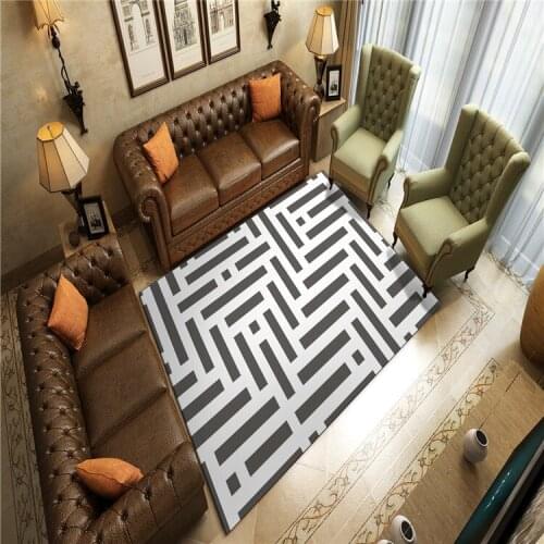 Simple black and white geometric lattice carpet bedroom living room decoration carpet bathroom non-slip mat modern rectangular f