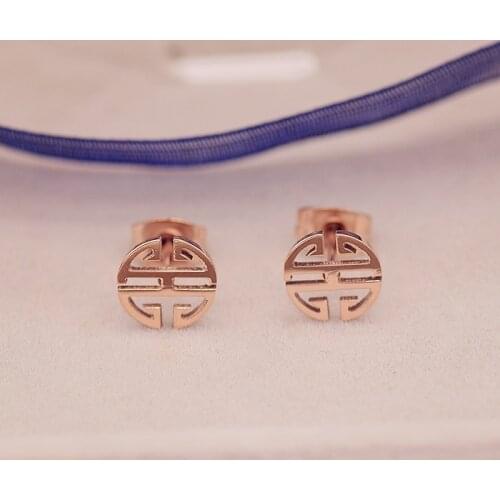 YUN RUO Fashion Brand Top Quality Rose Gold Color Stud Earring for Woman Girl 316L Stainless Steel Earring Jewelry Never Fade