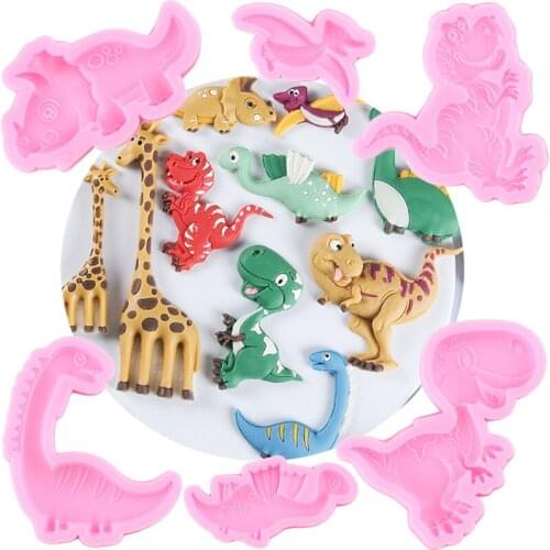 Dinosaur Silicone Molds Easter Cake Border Fondant Cake Decorating Tools Cookie Baking Chocolate Moulds Candy Polymer Clay Mold