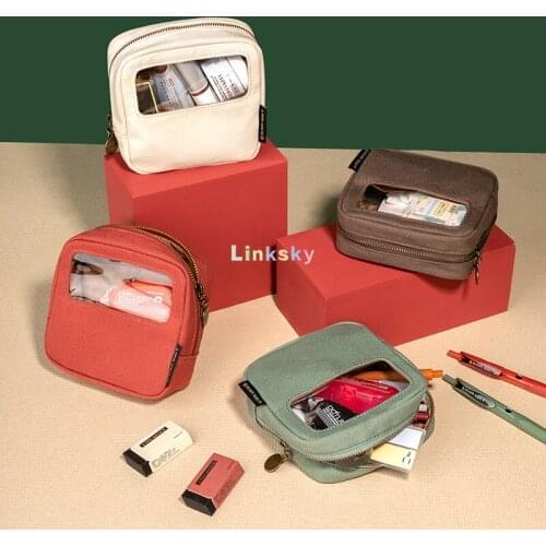 KOKUYO M-BUK Convenient large capacity simple visual window package,Great for Student Women Spring Makeup Bag Pencil Bag