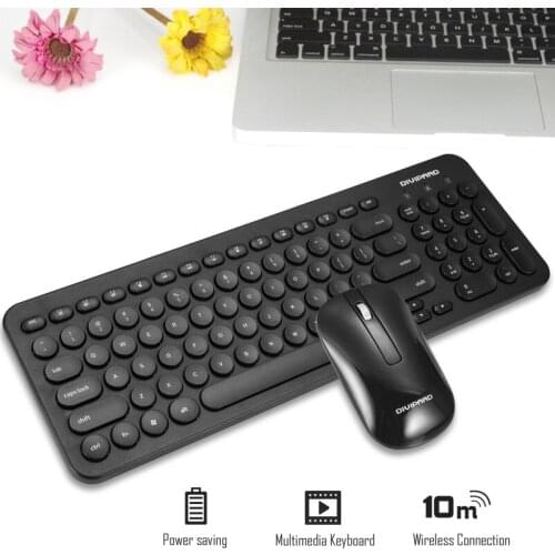 Ultra-thin mini punk multimedia 96-key 10m keyboard mouse kit retro pink keyboard mouse set 2.4Ghz wireless mute ergonomics