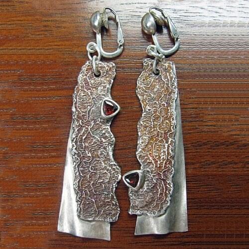 Vintage Silver Color Sickle Earrings Red Oil Long Drop Pendant Dangle Earrings Brincos For Women Boho Ethnic Jewelry