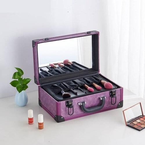 Vintage Black Travel Professional Makeup Beauty Manicure PVC Waterproof Shaving Portable Large Organizer Storage Cosmetic Case