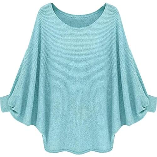Autumn Winter Sweater Women Solid Color Oversized Batwing Sleeve Sweater Long Sleeve Jumper Pullover Plus Size Sweater