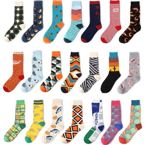 1Pair New Men Women Cotton Socks Casual Colorful Socks Crew Socks Street Skateboard Socks Happy Funny Harajuku Sox Meias