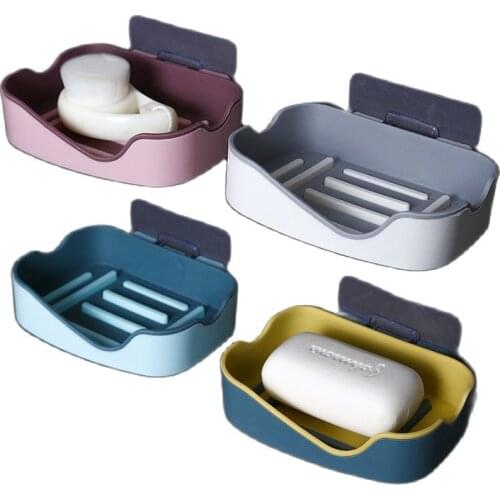 1PCS Wall Mounted Soap Dishes Double Layer Soap Holder Shower Draining Soap Box Sponge Storage Rack Bathroom Kitchen Accessories