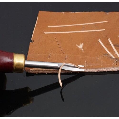 1Pcs Leather Engraving Cutting Edge DIY Hand Tools Wood Handle Carved Chamfering Utting Accessories Professional Leather Goods