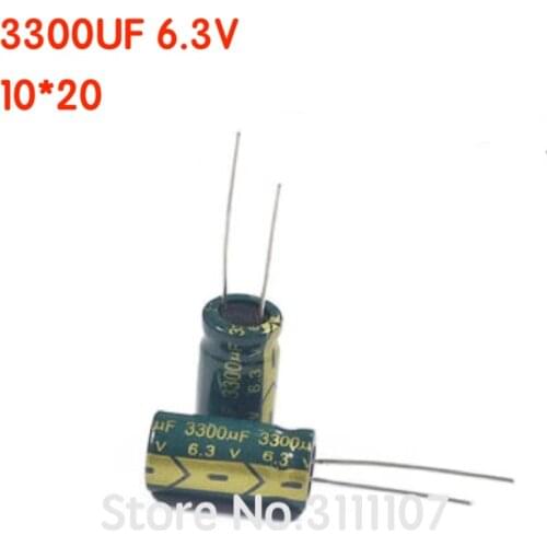 10PCS/LOT 3300UF 6.3V 10*20 Aluminum electrolytic capacitor 10*20 Electrolytic Capacitor 6.3v 3300uf