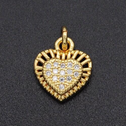 10x11mm CZ Zircon DIY Jewelry Heart Charm Pendant Wholesale Top Quality Jewellwery Finding Supplies Fashion Jewellery Pendants