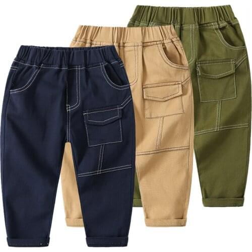 2021 Kids Boys Cargo Pants Childrens Clothing Baby Casual Jeans Autumn Stitched Jeans Clothes for Teenagers Pantalones Cargo