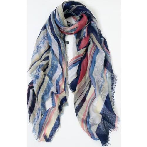 2021 Fashion Ombre Stripe Print Scarf Shawls Long Ombre Fringe Wrap Hijab Scarves Free Shipping