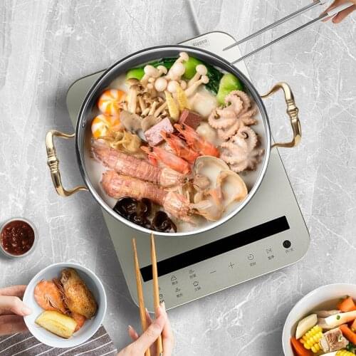 304 three layer stainless steel soup pot induction cooker small hot pot commercial household gas general rose golden