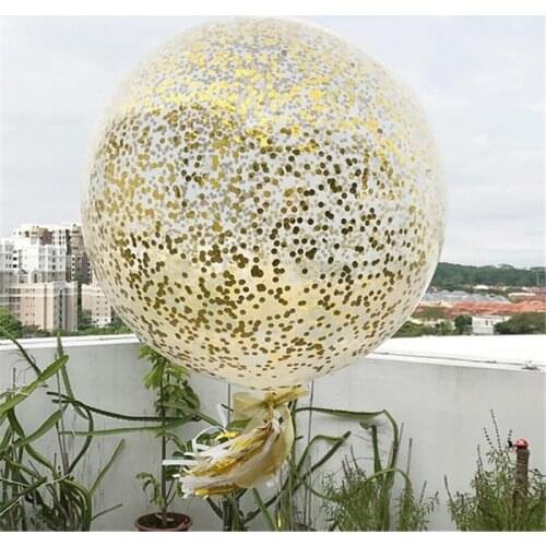 36inch Transparent big flat ball 10g Gold Confetti filled DIY Kit Gold Mylar Flakes Clear Balloons Wedding Enagament Decoration