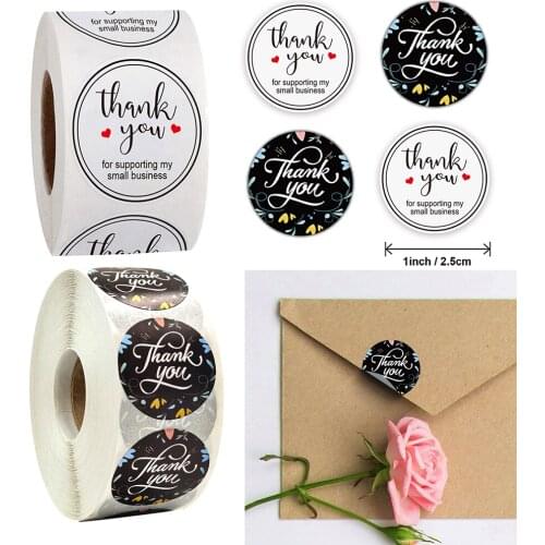 500pcs 2.5cm Creatvice Thank You for Sopporting My Samll Business Label Stickers Gift Packing Decoration Stickers Label