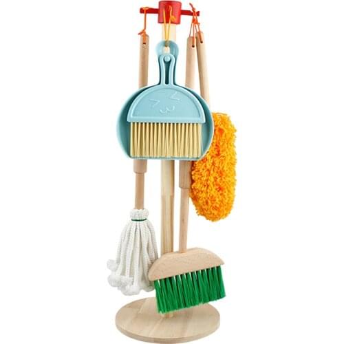 6Pieces Cleaning Set Housekeeping Toys Mop Feather Duster for Toddlers Kid