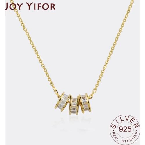 925 Sterling Silver Necklace Ladies Elegant Circle Round Zircon Necklace Fashion Sterling Silver Jewelry Round Necklace