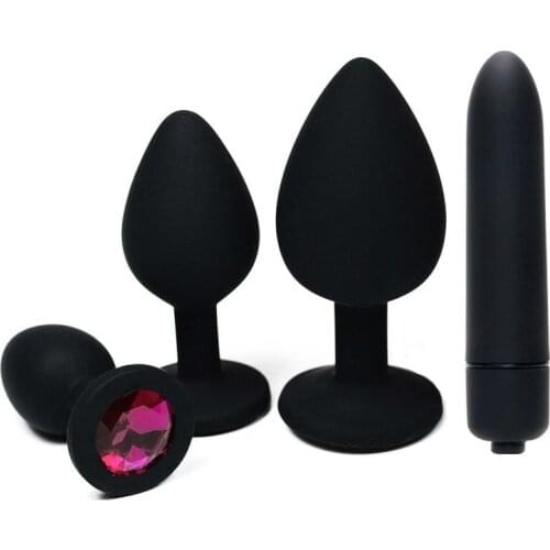 Anal Plug Bullet Vibrator Silicone Black Butt Plug Prostate Massager Anus Expander Adult Sex Toys for Women Men Gay Dilator