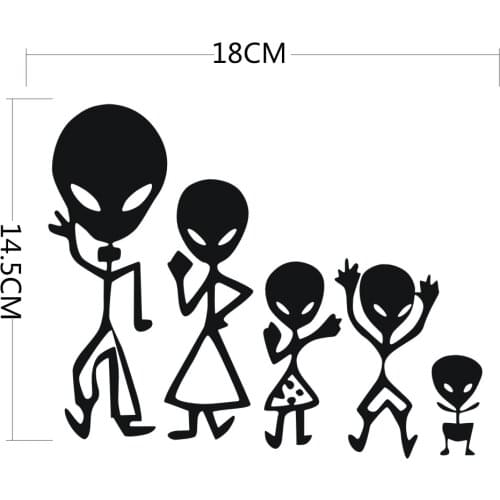 Car Stickers Decor Motorcycle Decals Aliens Family Decorative Accessories Creative Sunscreen Waterproof PVC,18cm*15cm
