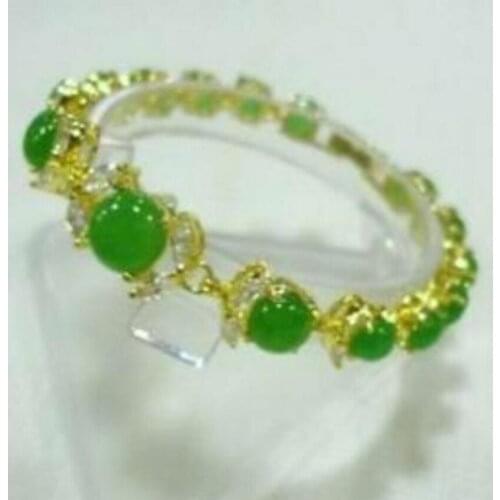 Free Shipping 18KGP MARVELOUS NATURAL GREEN JADE BRACELETS