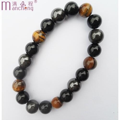 Natural stone Tigers eye Black Onyx agate Hematite beads bracelet for man Tigers eye Health bracelet Party jewelry women