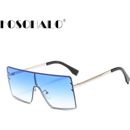 One Piece Square Sunglasses Women Oversized Gradient Blue Black Sun Glasses Trend Men Female Brand Designer Shades UV400