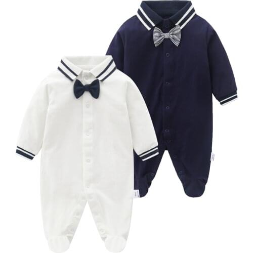 Baby Rompers Long Sleeve Newborn Bebes Boys Cotton Jumpsuits Tops Spring Autumn Turn-Down Neck Toddler Infant Overalls One Piece