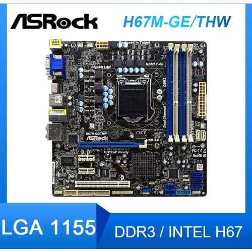 For ASRock H67M-GE/THW Original PC Motherboards 4*DDR3 MATX USB 3.0 Socket LGA 1155 H67 SATA 6Gbps Original Used Motherboard