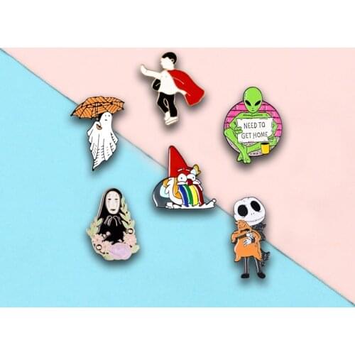 Anime Movie fans Hard Enamel Pins Horror Night Stray ghost Alien Metal Brooches Badges Clothes Bags Pins Jewelry Friends Gifts