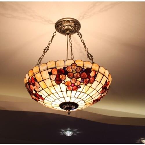 European Tiffany ceiling retro shell Mediterranean Sea pastoral pendant Lights luminaria teto Ceiling Lamps For Home Decoration