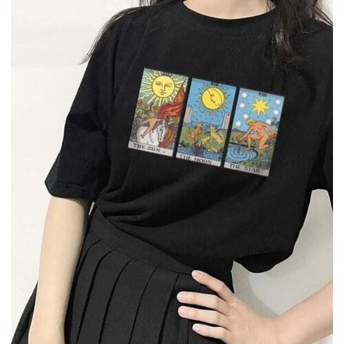 Death of emotions T-shirt sun god print casual Harajuku cartoon punk 100% cotton plus size loose Ulzzang tops female clothing