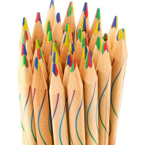 DIY Cute Kawaii Wooden Colored color Pencil Wood Rainbow for Kid School Graffiti Drawing Painting pens pencils writing supplies